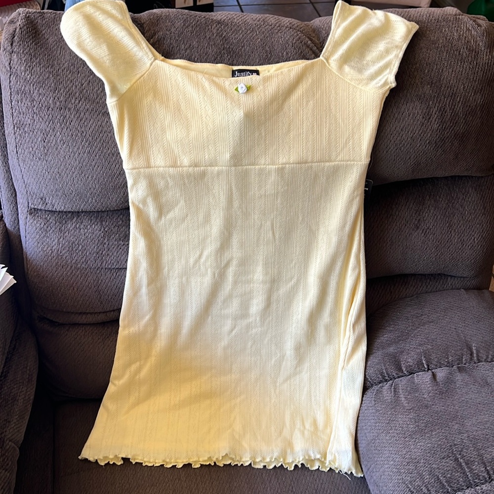Yellow trendy mini summer dress